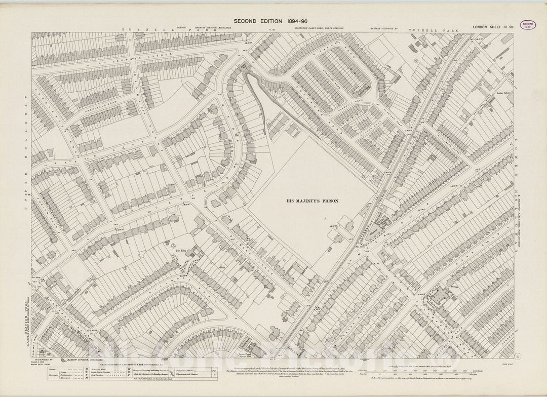 Historic Map : London (England), City Atlas Map, London Sheet III.93 1895 - Vintage Wall Art