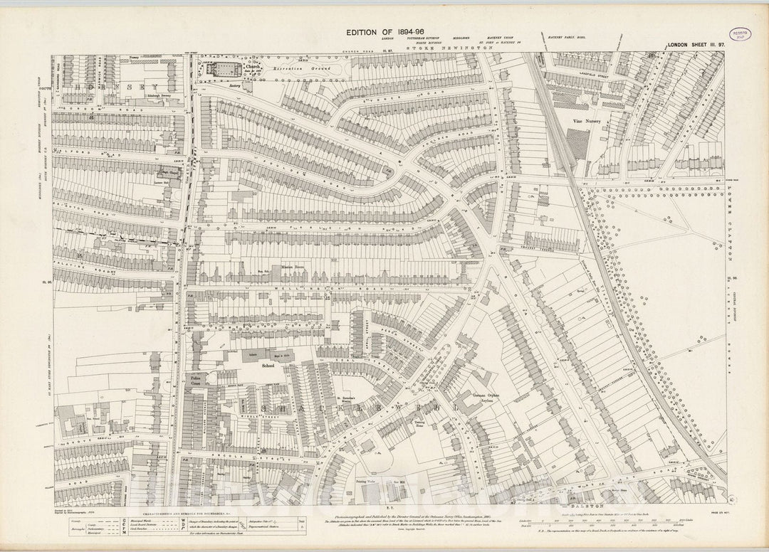 Historic Map : London (England), City Atlas Map, London Sheet III.97 1895 - Vintage Wall Art