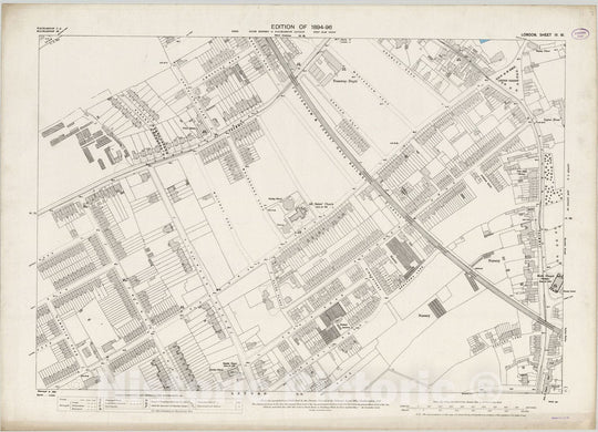 Historic Wall Map : London (England), City Atlas Map, London Sheet IV.61 1895 - Vintage Wall Art