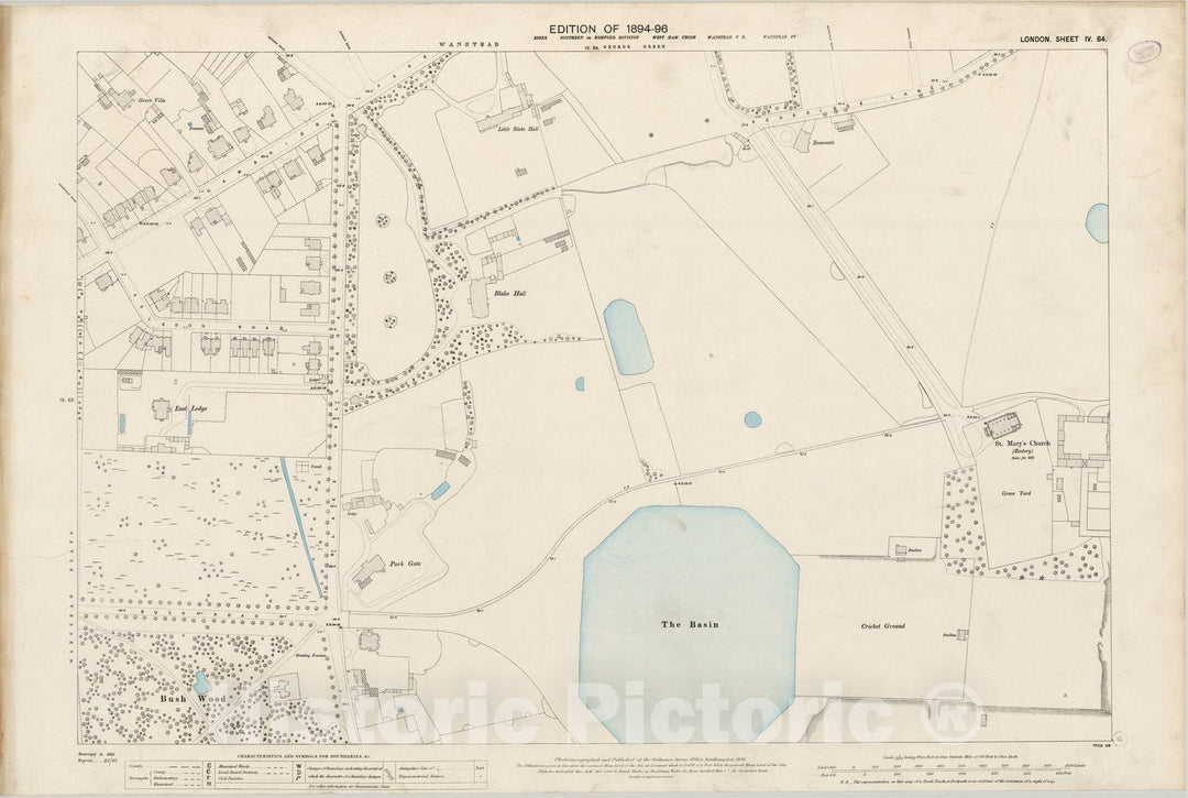 Historic Wall Map : London (England), City Atlas Map, London Sheet IV.64 1895 - Vintage Wall Art