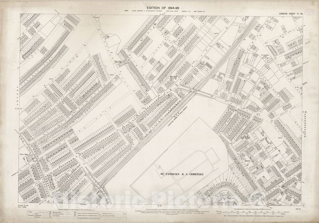 Historic Map : London (England), City Atlas Map, London Sheet IV.82 1895 - Vintage Wall Art