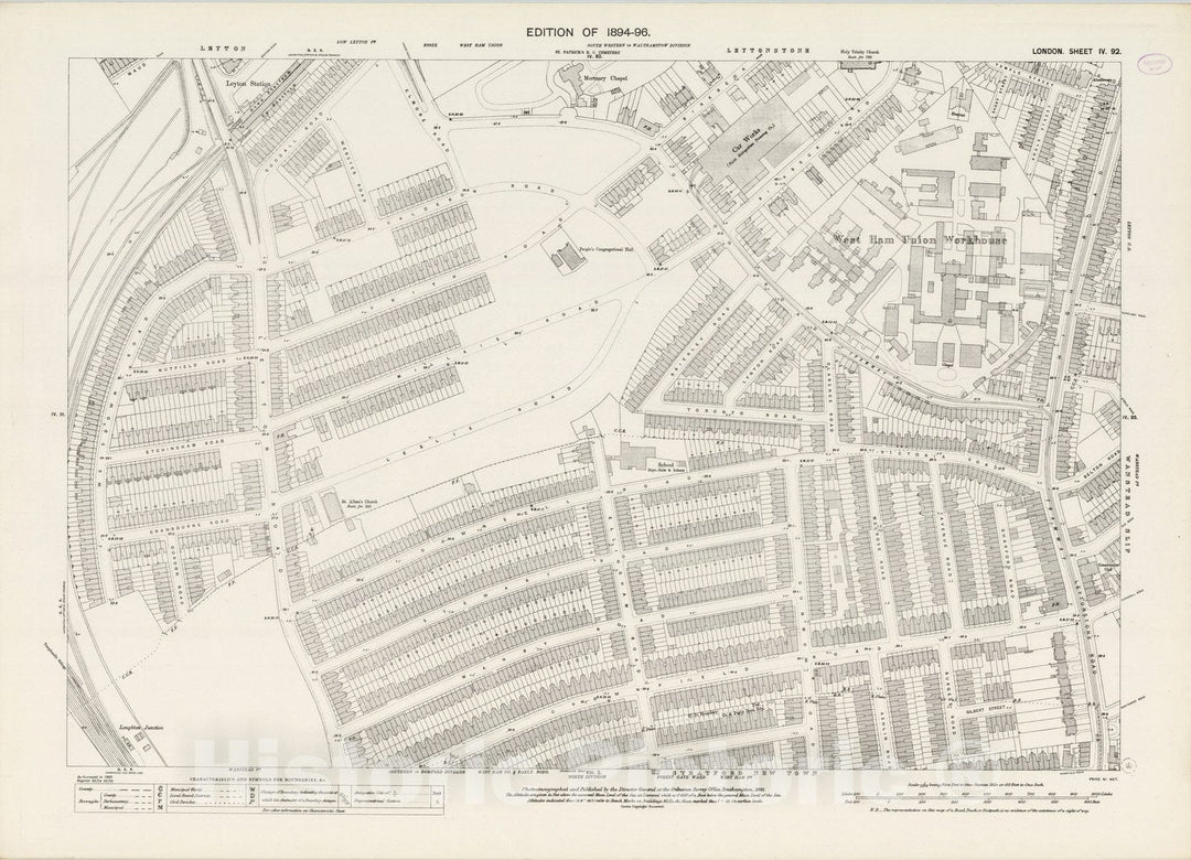 Historic Map : London (England), City Atlas Map, London Sheet IV.92 1895 - Vintage Wall Art