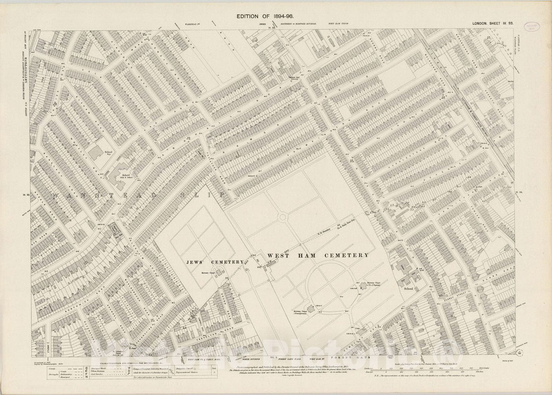 Historic Map : London (England), City Atlas Map, London Sheet IV.93 1895 - Vintage Wall Art