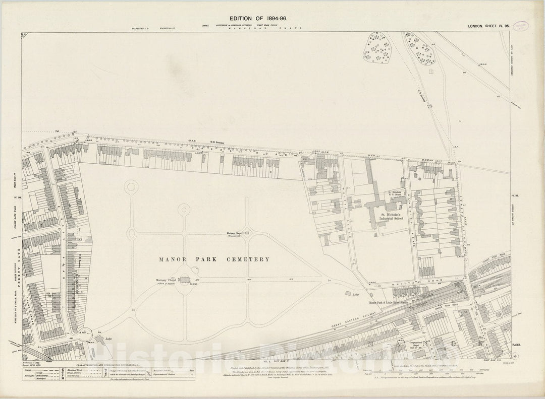 Historic Map : London (England), City Atlas Map, London Sheet IV.95 1895 - Vintage Wall Art