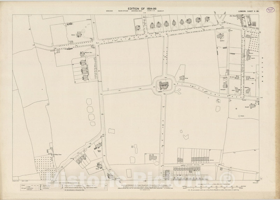 Historic Map : London (England), City Atlas Map, London Sheet V.59 1893 - Vintage Wall Art