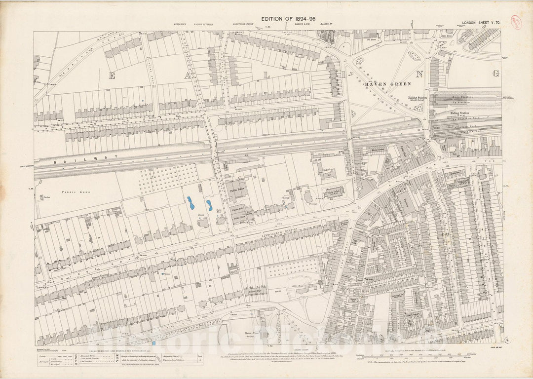 Historic Map : London (England), City Atlas Map, London Sheet V.70 1893 - Vintage Wall Art