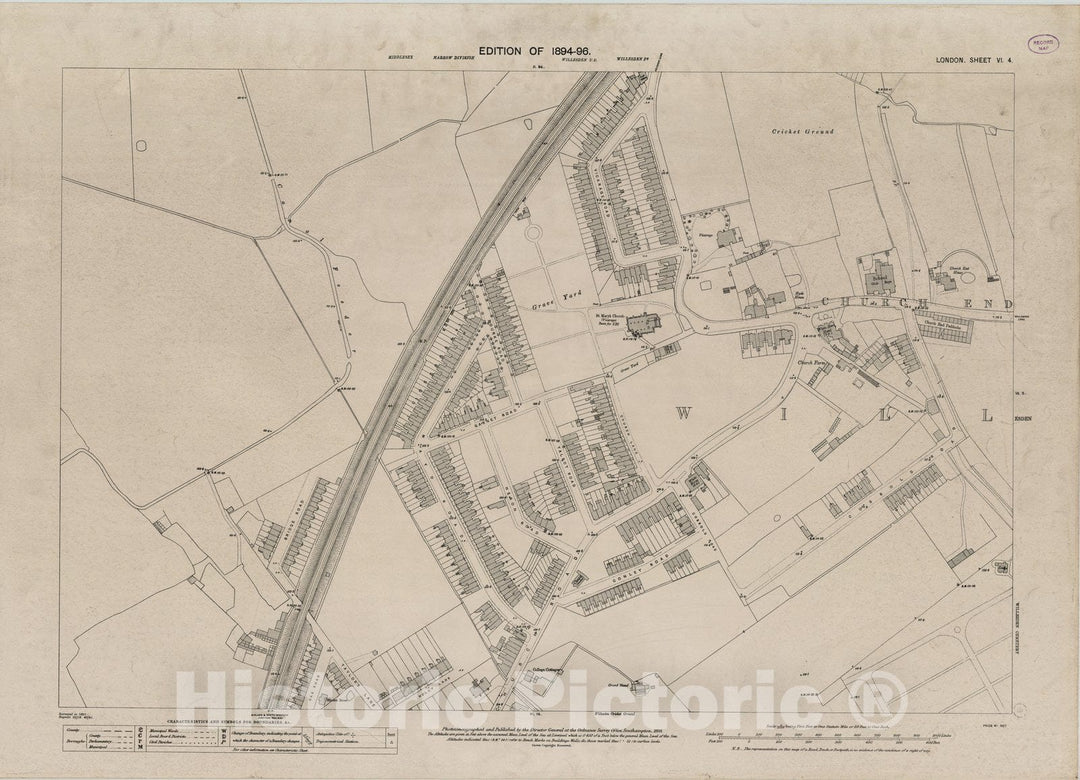 Historic Wall Map : England , London (England), London (England), City Atlas Map, London Sheet VI.4 1893 , Vintage Wall Art