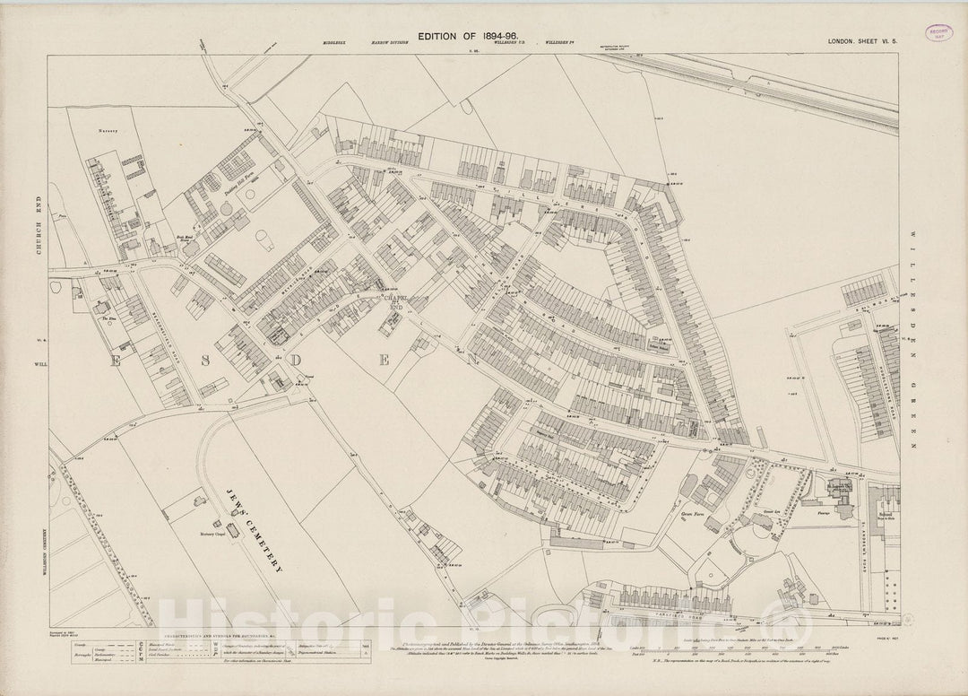 Historic Map : England , London (England), London (England), City Atlas Map, London Sheet VI.5 1893 , Vintage Wall Art