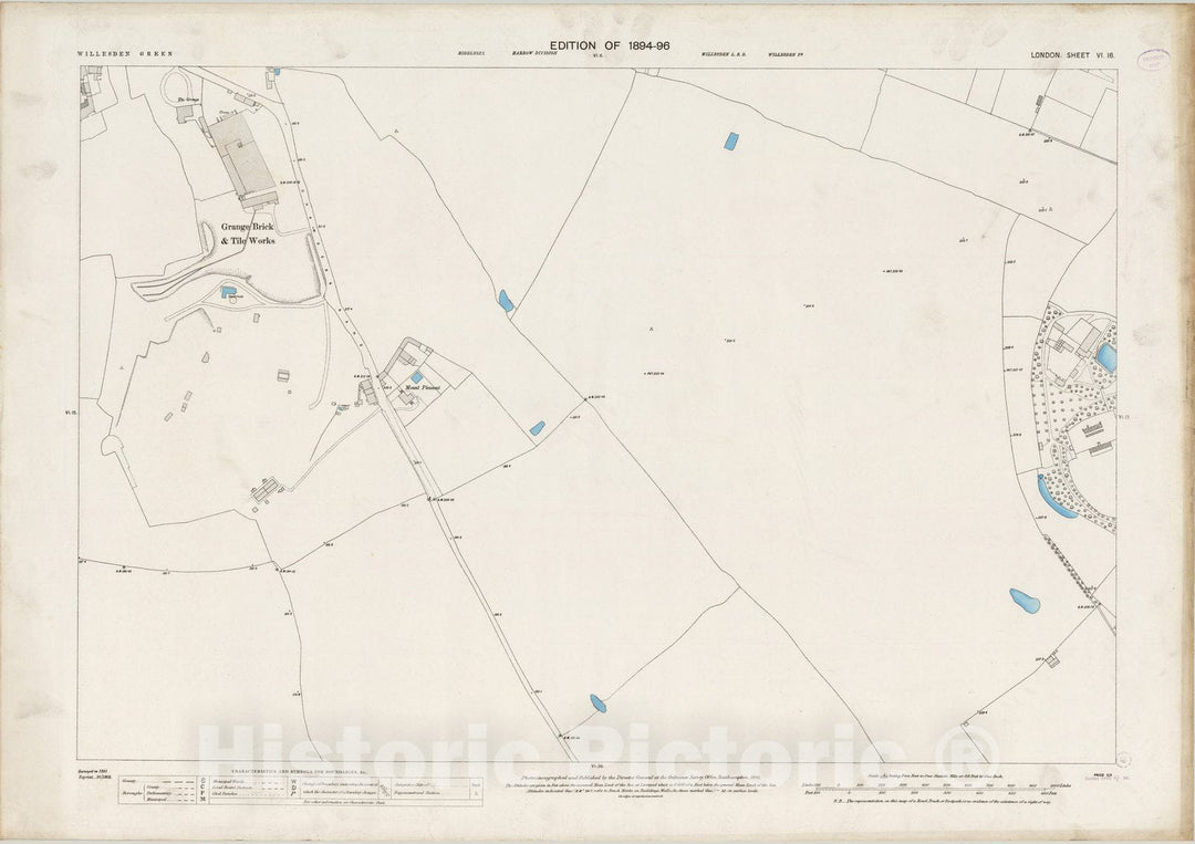 Historic Map : England , London (England), London (England), City Atlas Map, London Sheet VI.16 1893 , Vintage Wall Art