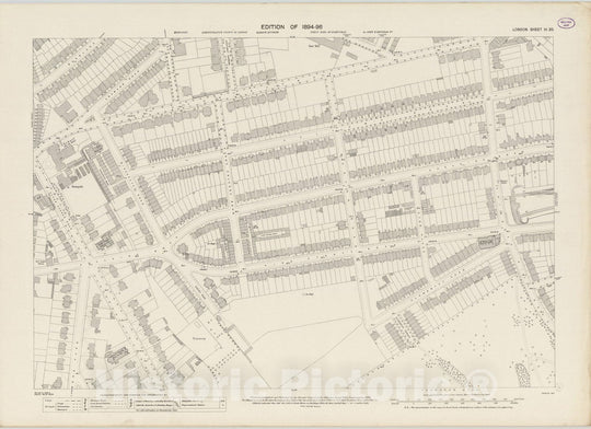 Historic Wall Map : England , London (England), London (England), City Atlas Map, London Sheet VI.20 1895 , Vintage Wall Art