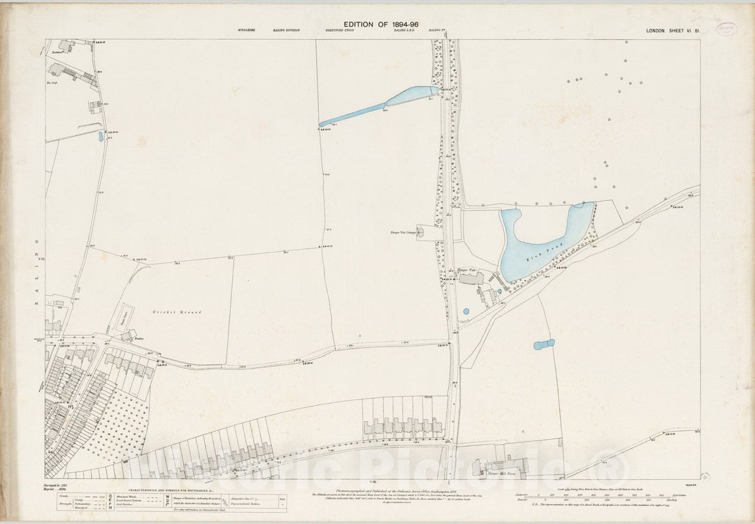 Historic Map : England , London (England), London (England), City Atlas Map, London Sheet VI.51 1895 , Vintage Wall Art