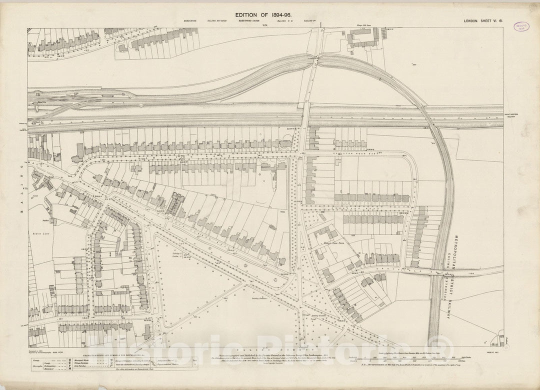 Historic Map : England , London (England), London (England), City Atlas Map, London Sheet VI.61 1894 , Vintage Wall Art