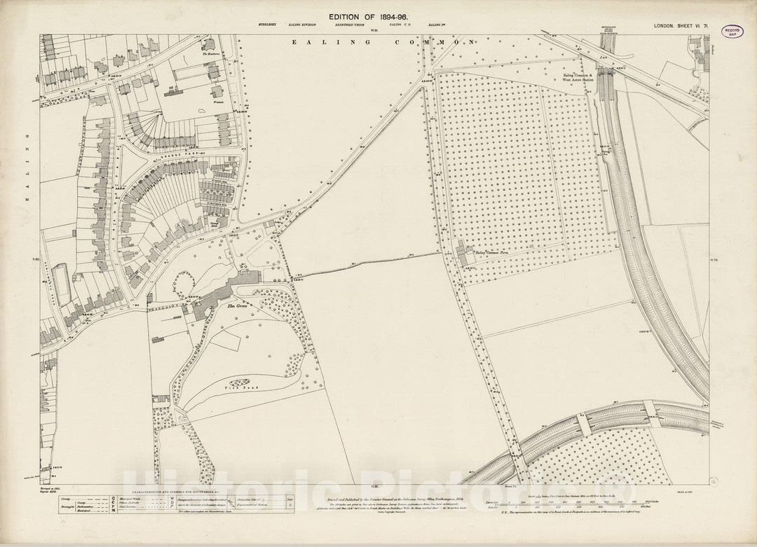 Historic Map : England , London (England), London (England), City Atlas Map, London Sheet VI.71 1894 , Vintage Wall Art