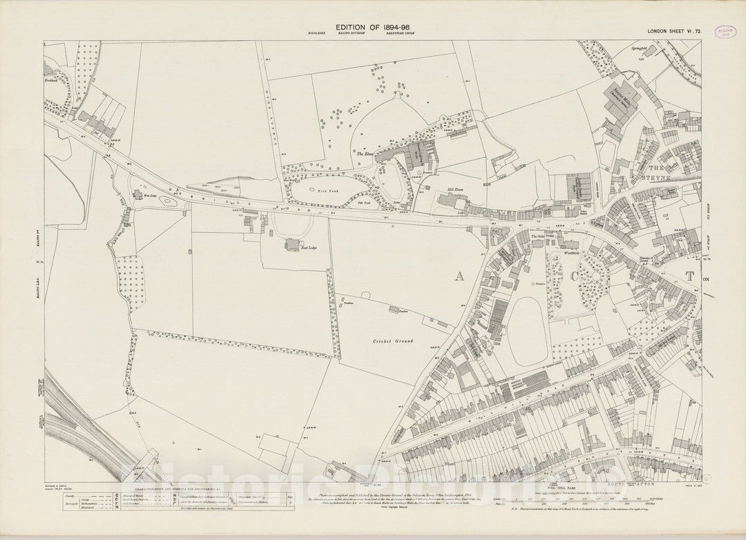 Historic Map : England , London (England), London (England), City Atlas Map, London Sheet VI.72 1894 , Vintage Wall Art