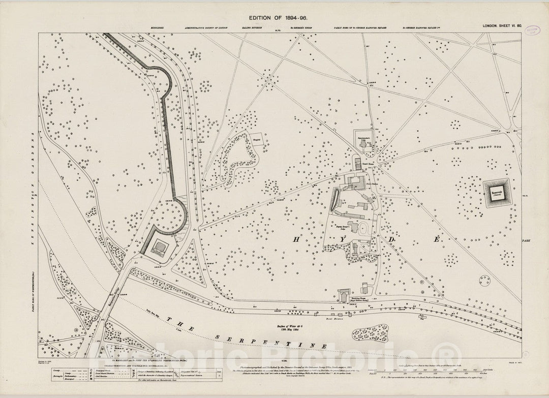 Historic Map : England , London (England), London (England), City Atlas Map, London Sheet VI.80 1895 , Vintage Wall Art