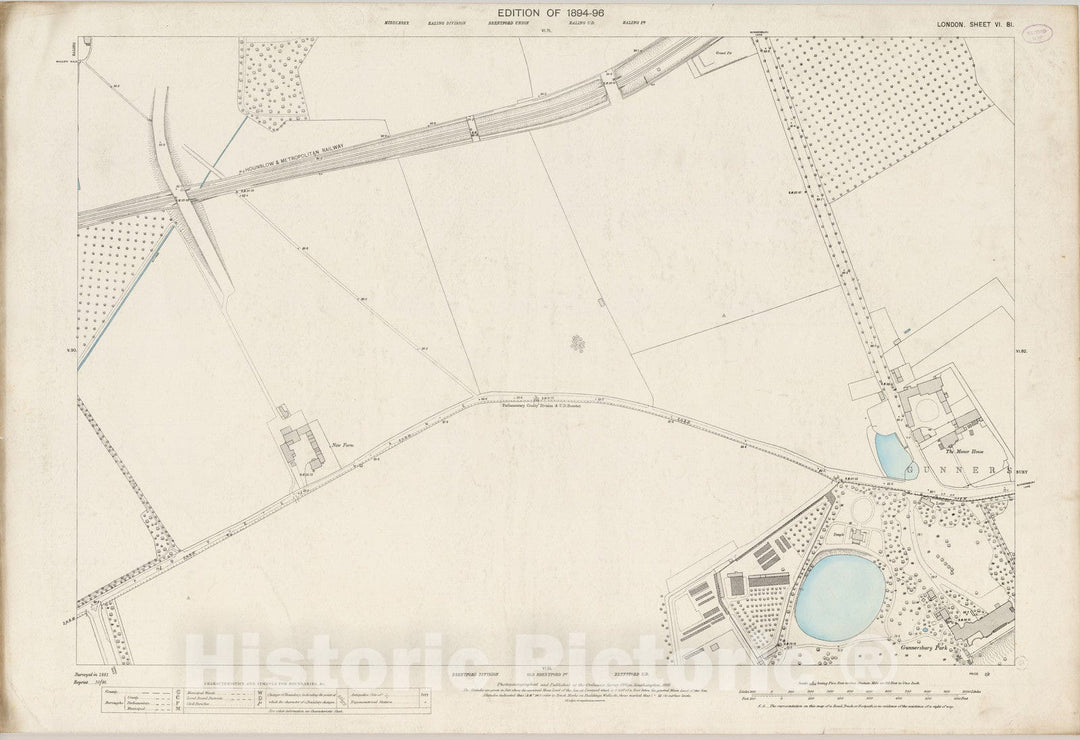 Historic Map : England , London (England), London (England), City Atlas Map, London Sheet VI.81 1893 , Vintage Wall Art