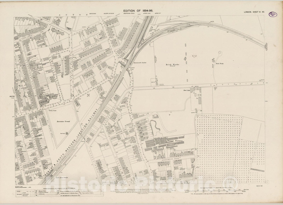 Historic Map : England , London (England), London (England), City Atlas Map, London Sheet VI.83 1894 , Vintage Wall Art