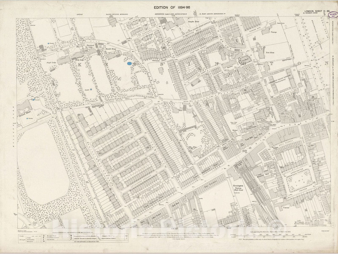 Historic Map : England , London (England), London (England), City Atlas Map, London Sheet VI.88 1895 , Vintage Wall Art