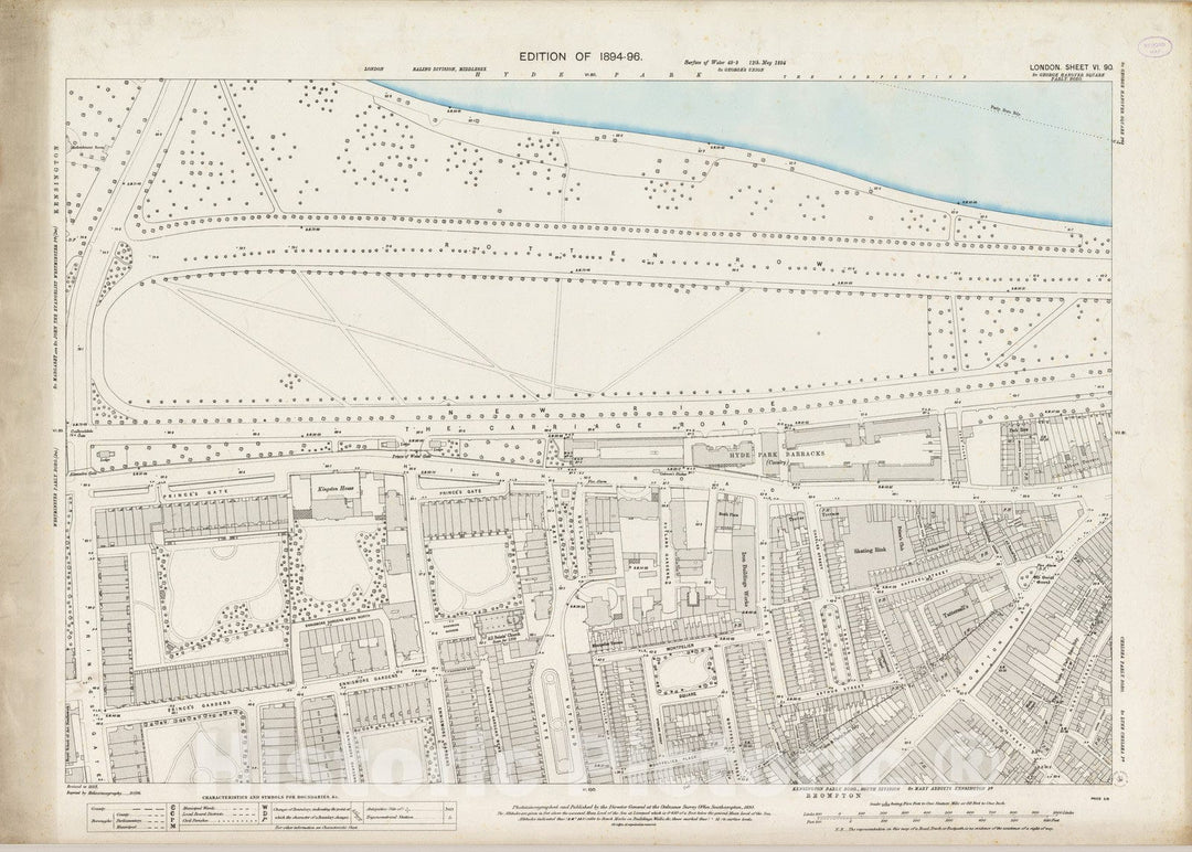 Historic Map : England , London (England), London (England), City Atlas Map, London Sheet VI.90 1895 , Vintage Wall Art