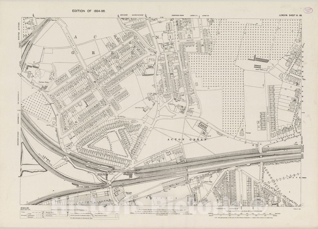 Historic Map : England , London (England), London (England), City Atlas Map, London Sheet VI.93 1894 , Vintage Wall Art