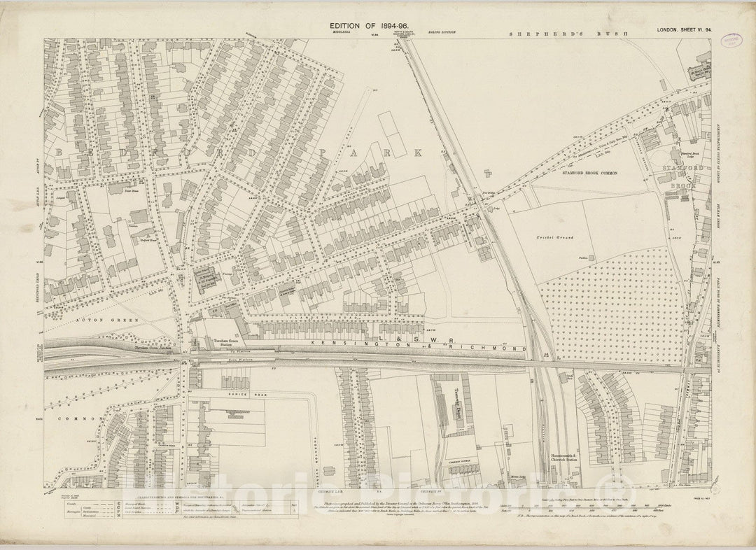 Historic Map : England , London (England), London (England), City Atlas Map, London Sheet VI.94 1894 , Vintage Wall Art