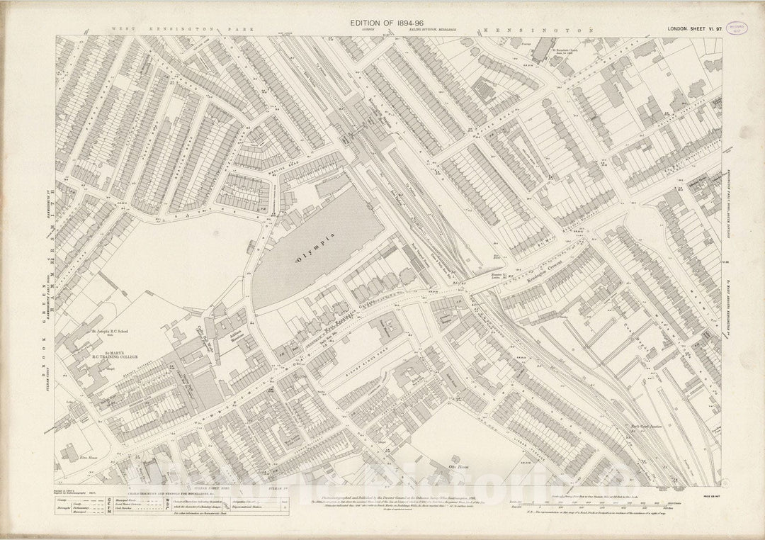 Historic Map : England , London (England), London (England), City Atlas Map, London Sheet VI.97 1895 , Vintage Wall Art