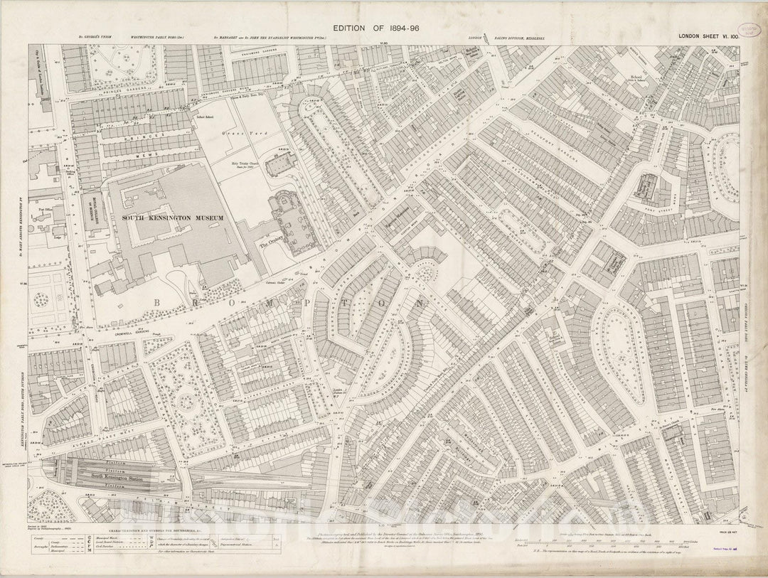 Historic Map : England , London (England), London (England), City Atlas Map, London Sheet VI.100 1895 , Vintage Wall Art