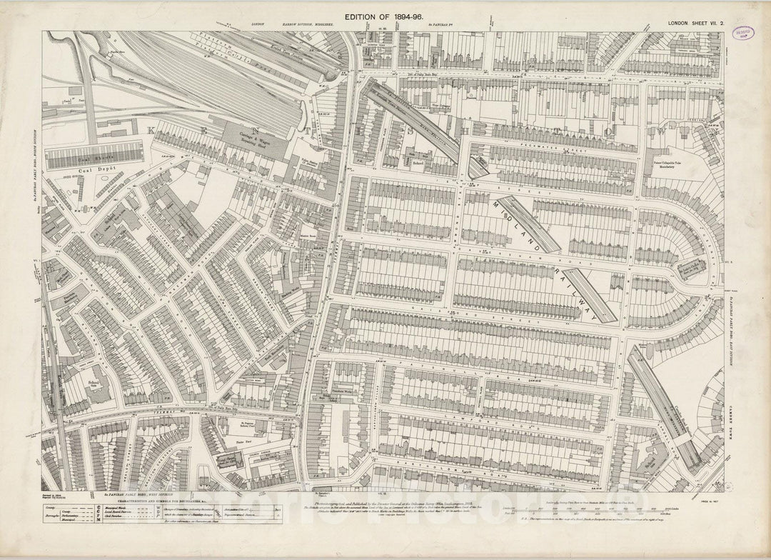 Historic Map : London (England), City Atlas Map, London Sheet VII.2 1895 - Vintage Wall Art