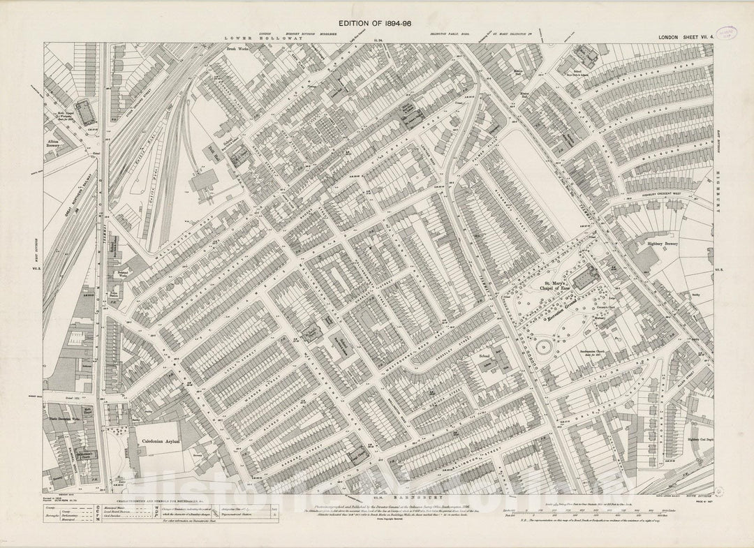 Historic Map : London (England), City Atlas Map, London Sheet VII.4 1896 - Vintage Wall Art