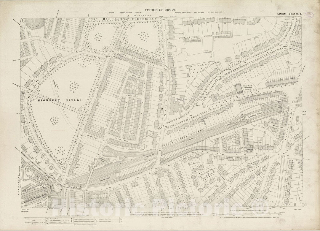 Historic Map : London (England), City Atlas Map, London Sheet VII.5 1896 - Vintage Wall Art