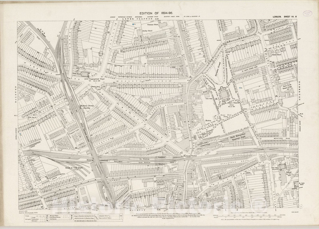 Historic Map : London (England), City Atlas Map, London Sheet VII.8 1895 - Vintage Wall Art