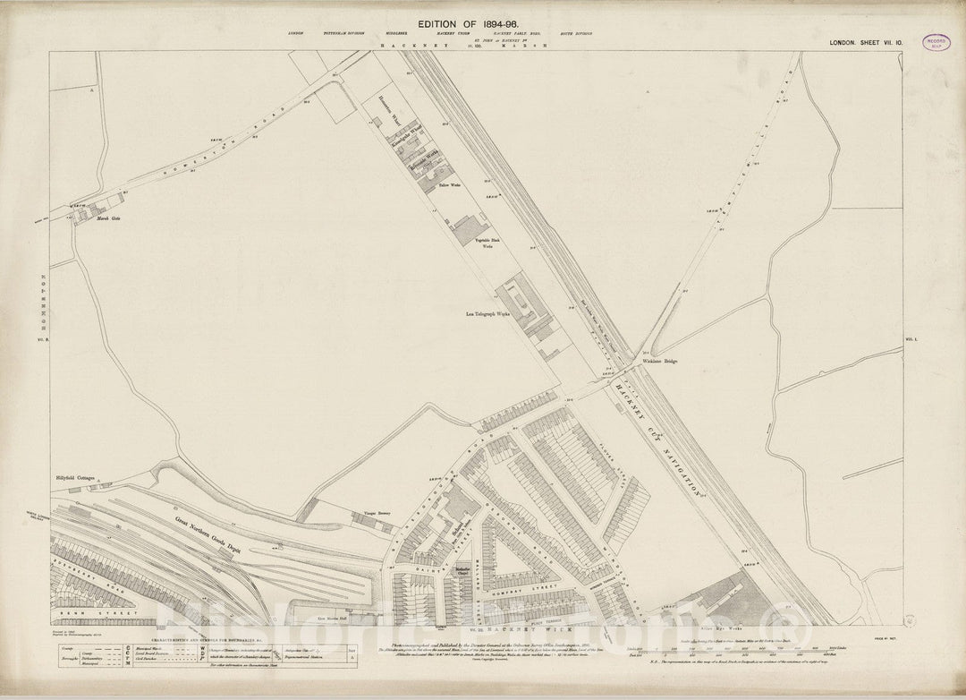 Historic Map : London (England), City Atlas Map, London Sheet VII.10 1895 - Vintage Wall Art