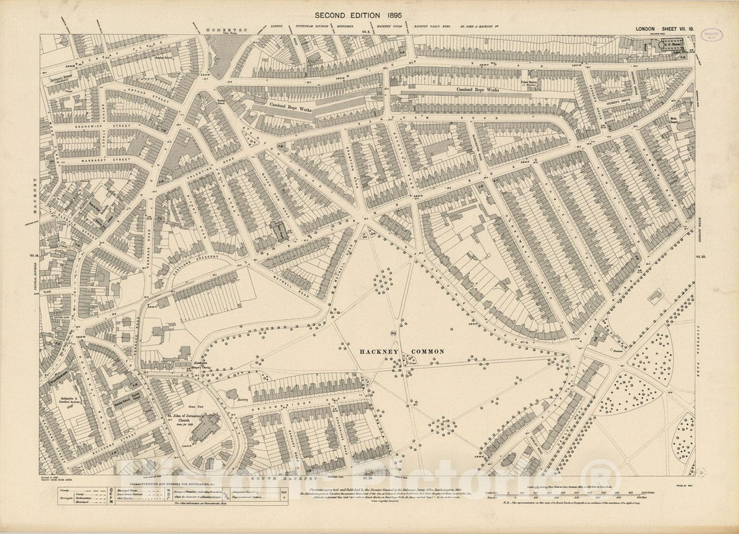 Historic Map : London (England), City Atlas Map, London Sheet VII.19 1895 - Vintage Wall Art