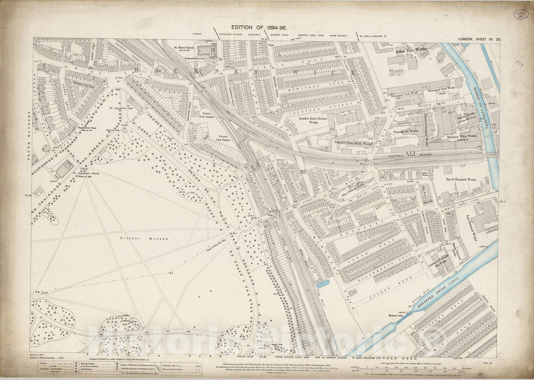 Historic Map : London (England), City Atlas Map, London Sheet VII.20 1895 - Vintage Wall Art