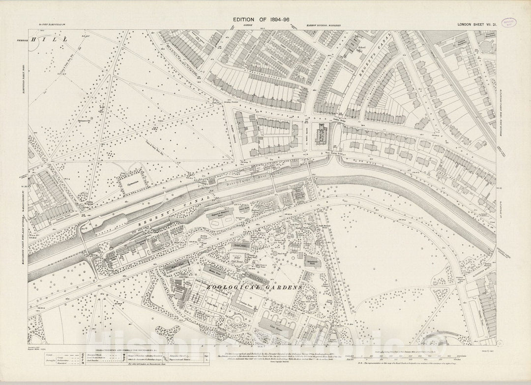 Historic Wall Map : London (England), City Atlas Map, London Sheet VII.21 1895 - Vintage Wall Art