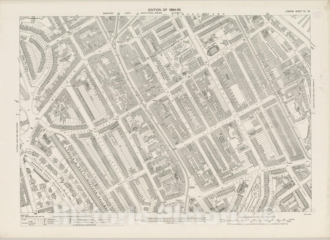 Historic Map : London (England), City Atlas Map, London Sheet VII.22 1895 - Vintage Wall Art