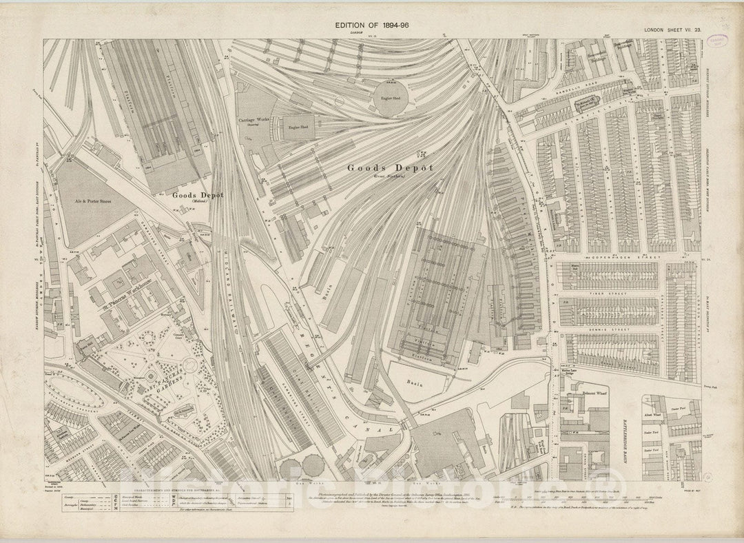 Historic Map : London (England), City Atlas Map, London Sheet VII.23 1895 - Vintage Wall Art