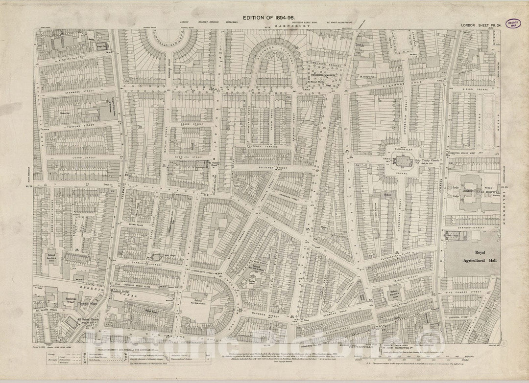 Historic Map : London (England), City Atlas Map, London Sheet VII.24 1896 - Vintage Wall Art