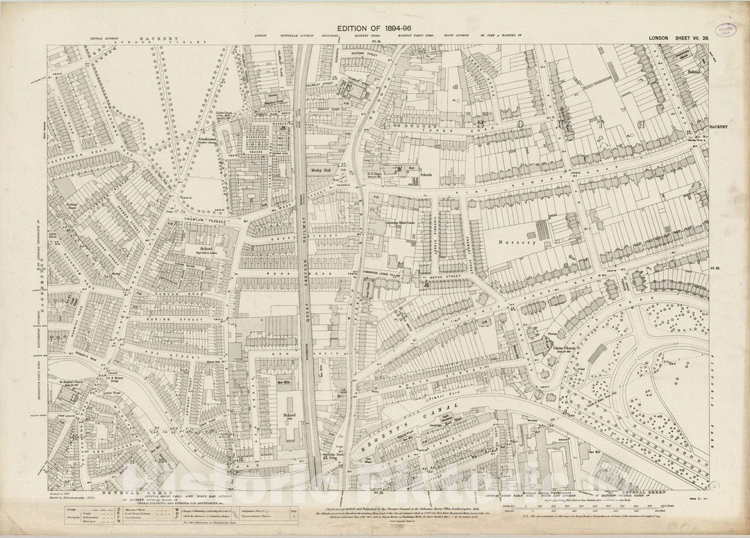 Historic Map : London (England), City Atlas Map, London Sheet VII.28 1895 - Vintage Wall Art