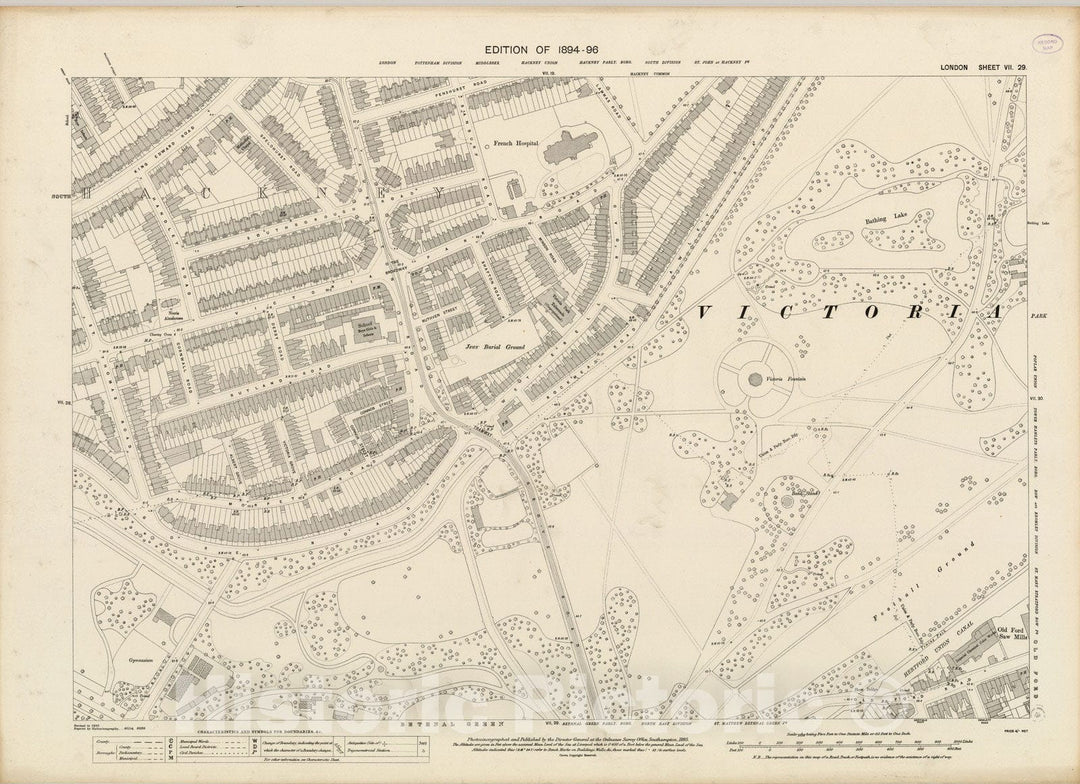 Historic Map : London (England), City Atlas Map, London Sheet VII.29 1895 - Vintage Wall Art