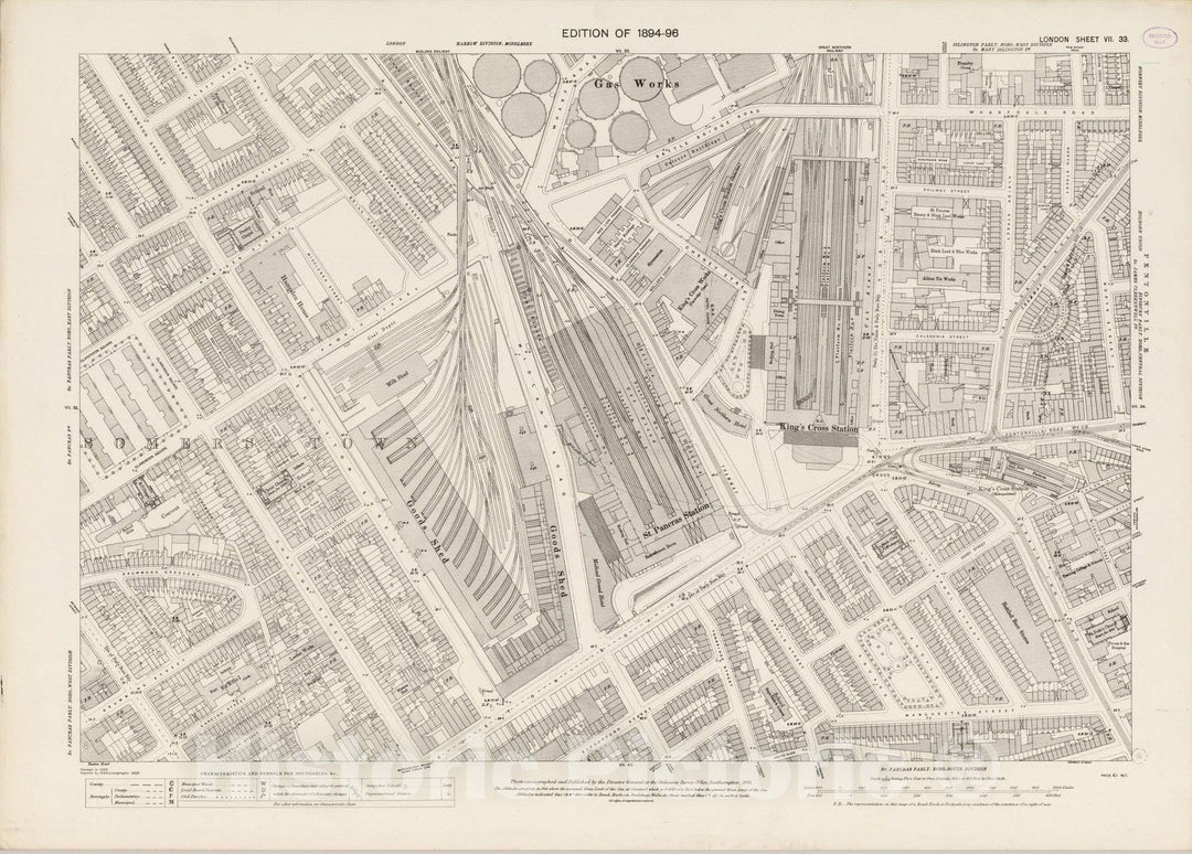 Historic Map : London (England), City Atlas Map, London Sheet VII.33 1895 - Vintage Wall Art