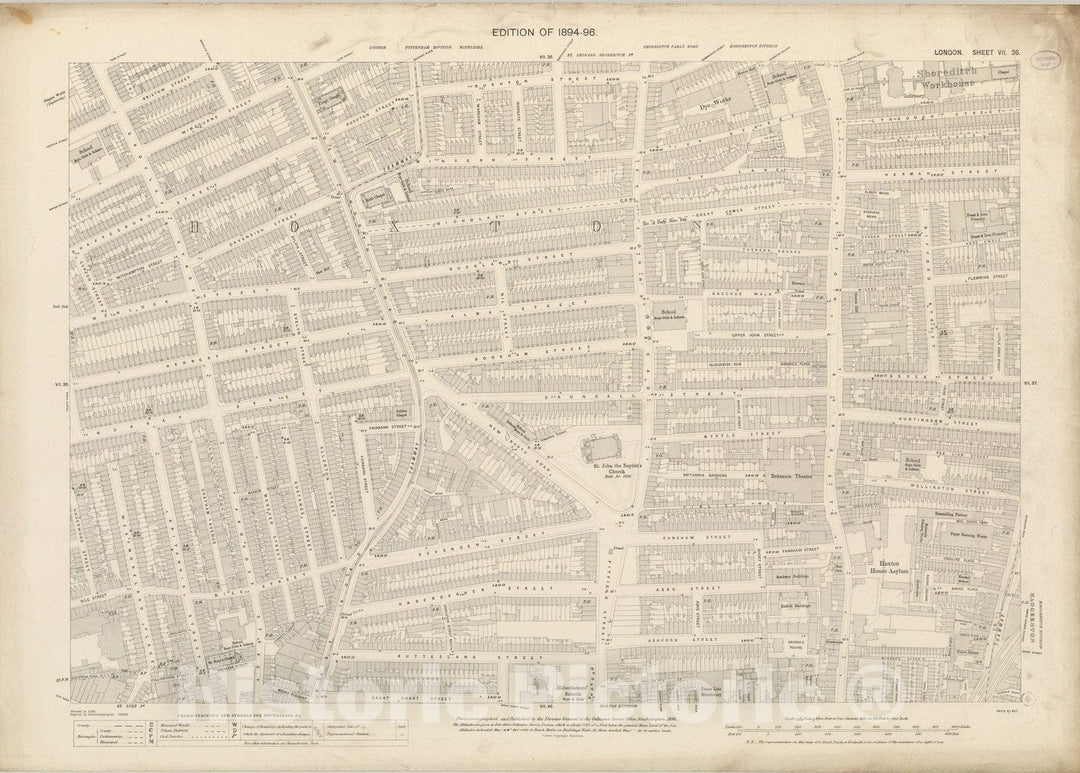 Historic Map : London (England), City Atlas Map, London Sheet VII.36 1896 - Vintage Wall Art