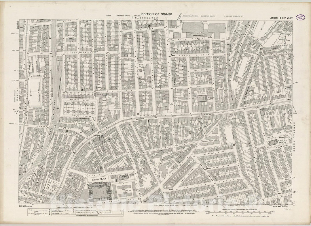 Historic Map : London (England), City Atlas Map, London Sheet VII.37 1895 - Vintage Wall Art