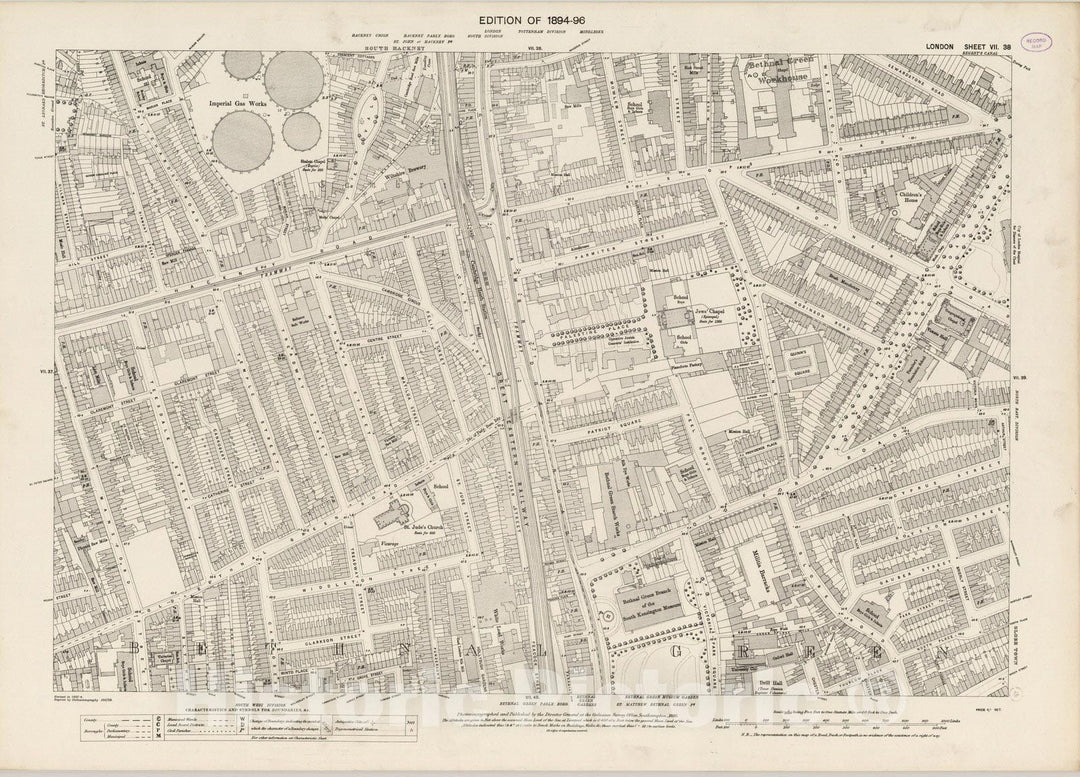 Historic Map : London (England), City Atlas Map, London Sheet VII.38 1895 - Vintage Wall Art