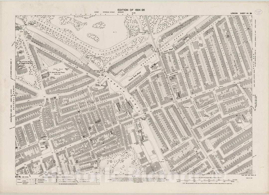 Historic Map : London (England), City Atlas Map, London Sheet VII.39 1895 - Vintage Wall Art