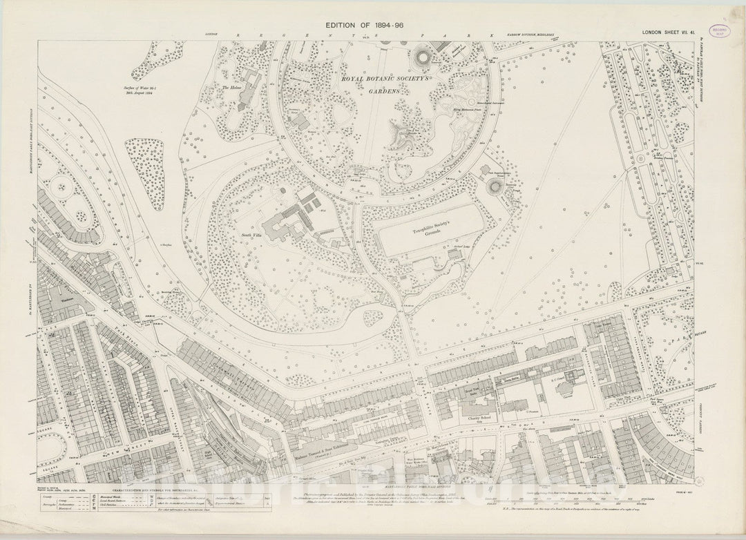 Historic Map : London (England), City Atlas Map, London Sheet VII.41 1895 - Vintage Wall Art