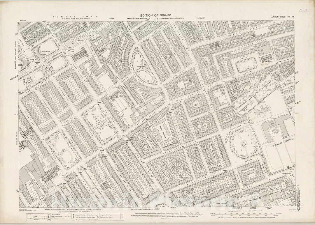 Historic Map : London (England), City Atlas Map, London Sheet VII.43 1895 - Vintage Wall Art