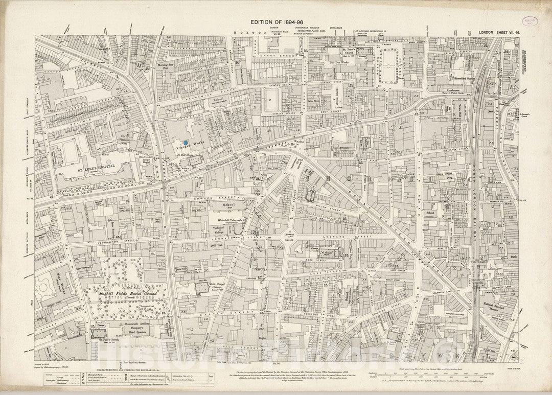 Historic Map : London (England), City Atlas Map, London Sheet VII.46 1896 - Vintage Wall Art