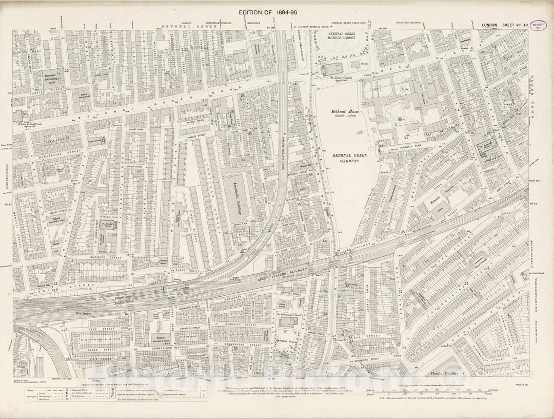 Historic Map : London (England), City Atlas Map, London Sheet VII.48 1895 - Vintage Wall Art