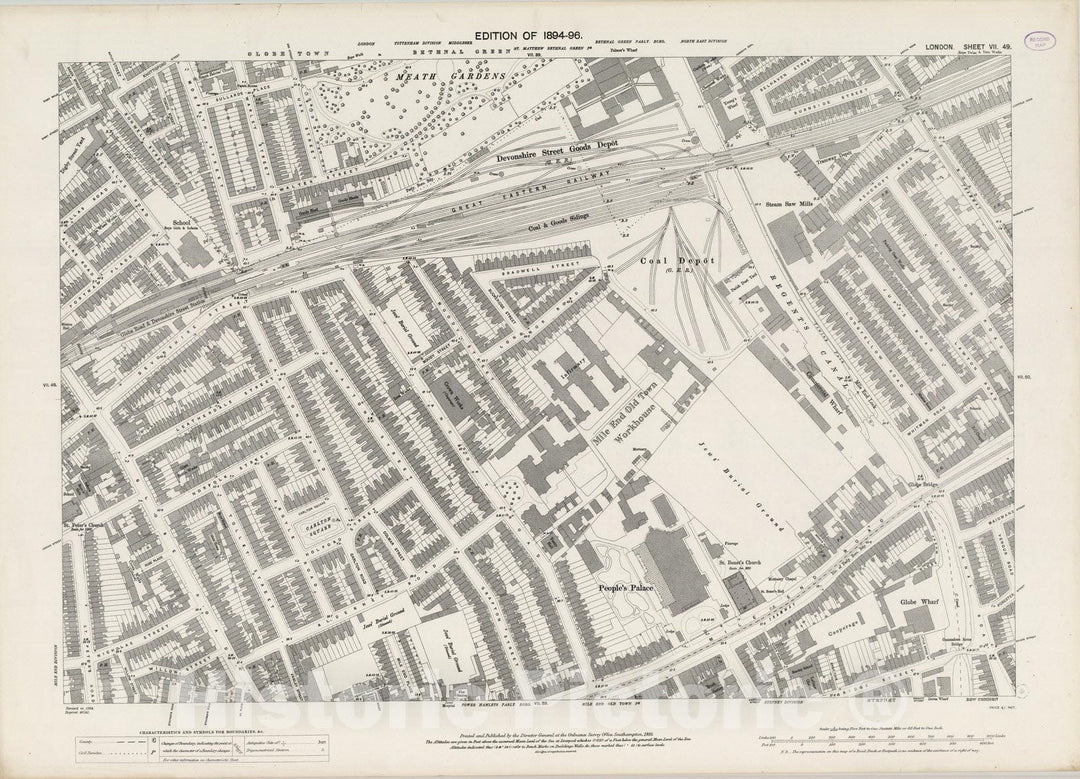 Historic Map : London (England), City Atlas Map, London Sheet VII.49 1895 - Vintage Wall Art